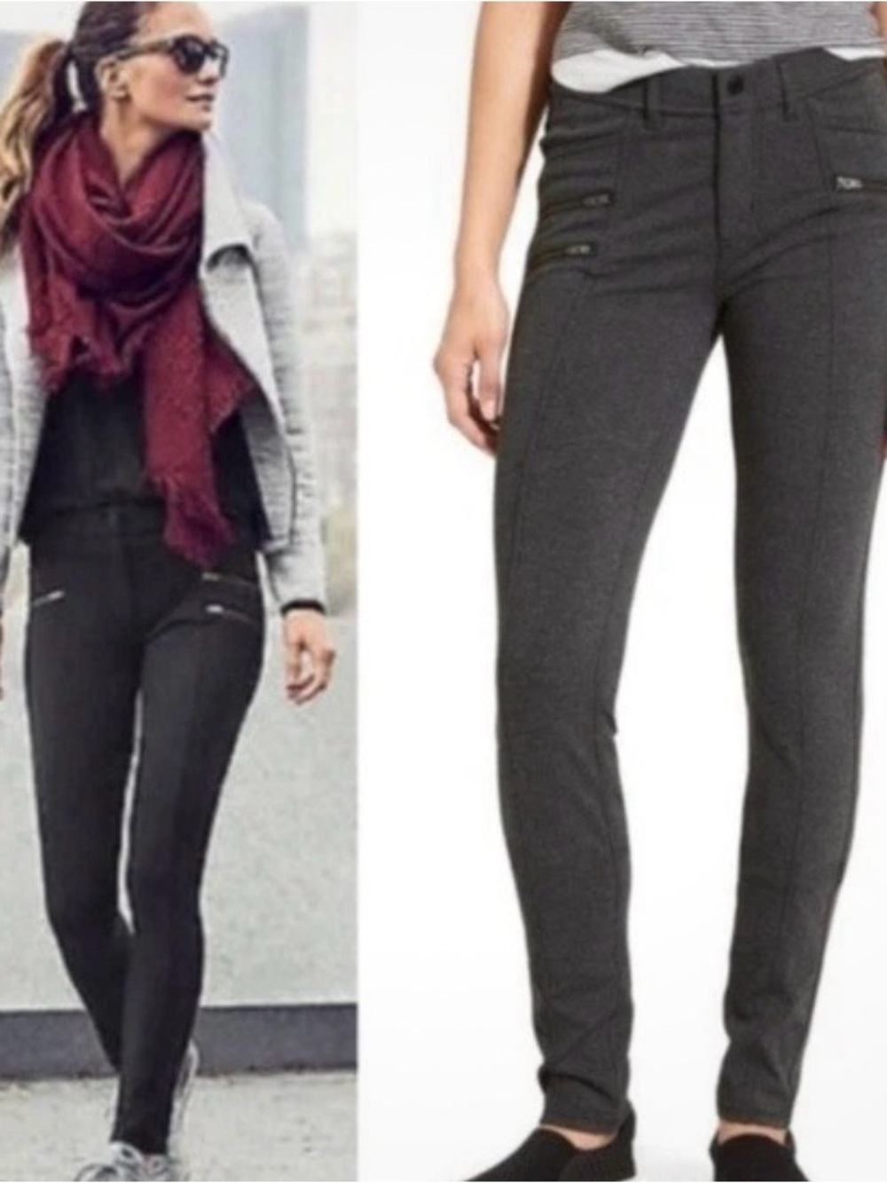 Athleta‎ Ponte Black Twill Moto Pant Size 8